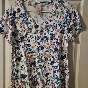 Philosophy Floral Print V-Neck Women's Top Sz L